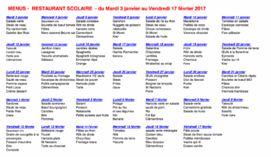 Menu écoles