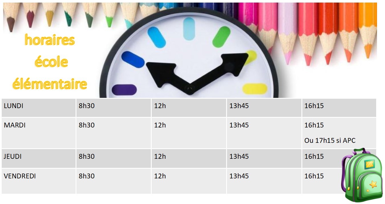 horaires école élémentaire