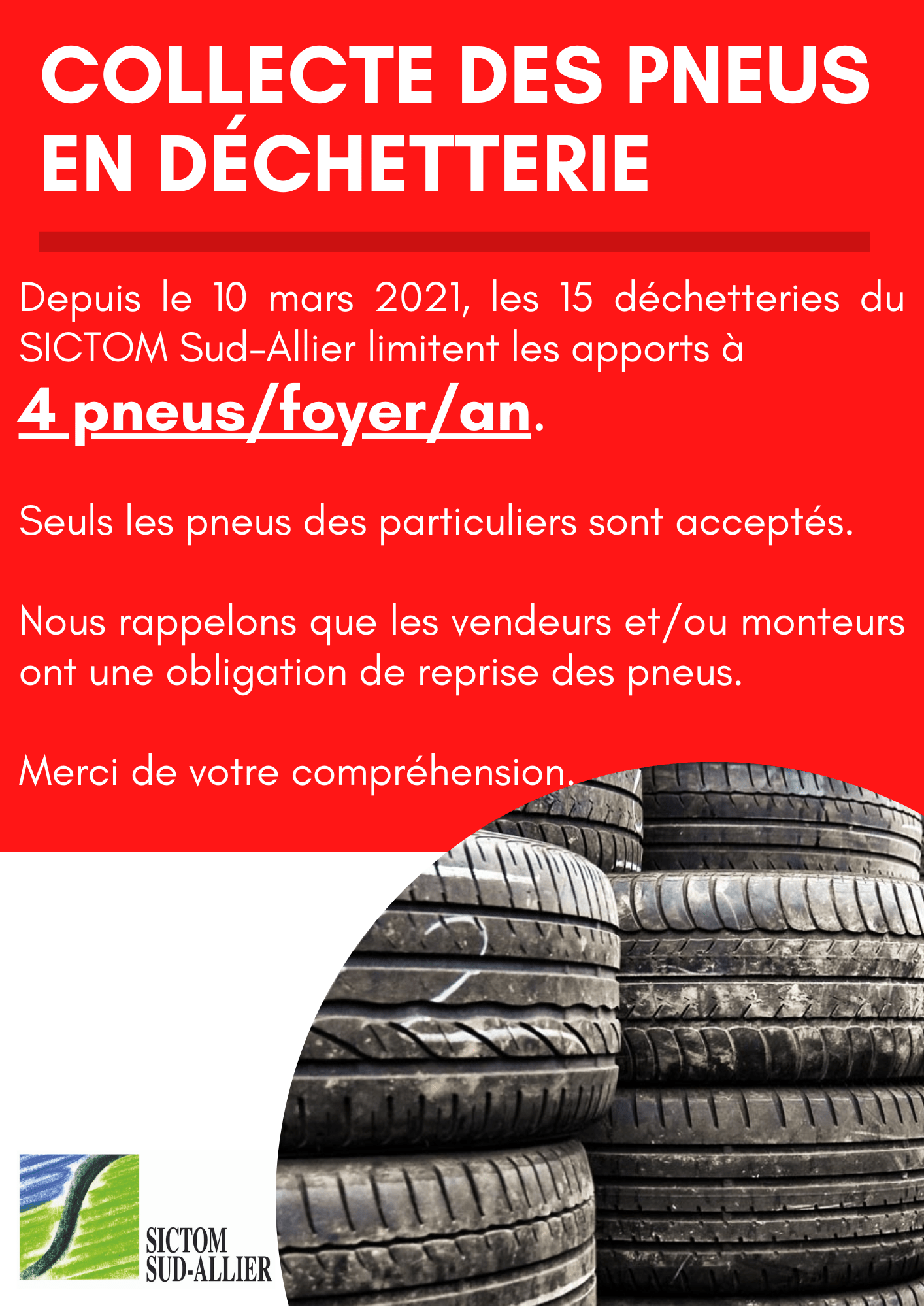 Affiche pneus dechetteries