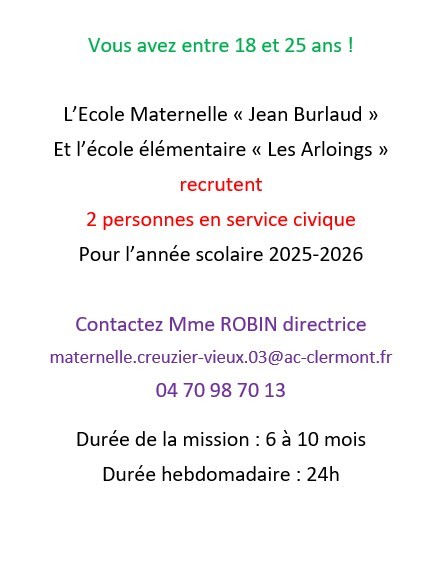 service civique écoles 2025